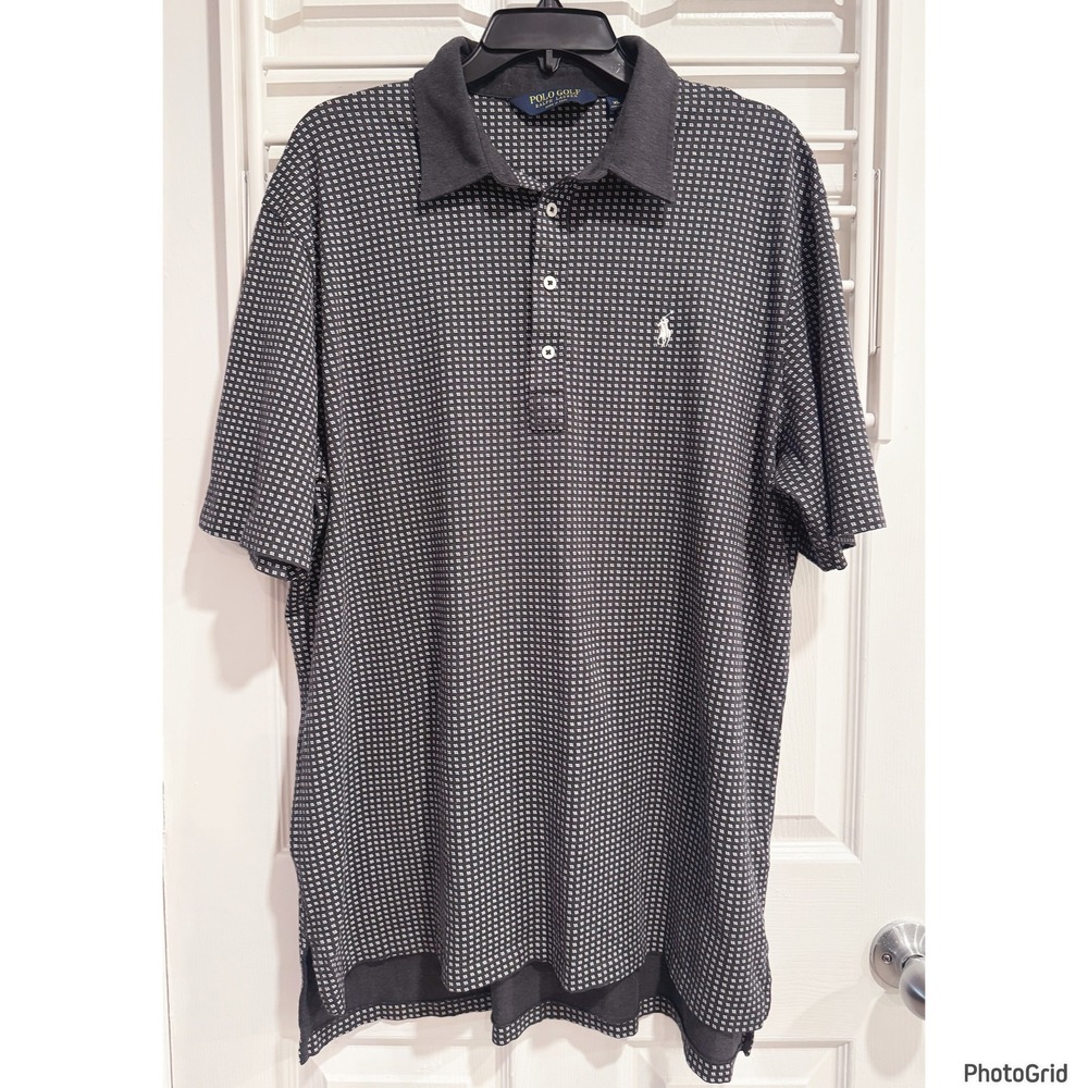 Polo Golf Ralph Lauren Gray Print Cotton Polo Peru Preppy Shirt Mens Xlarge